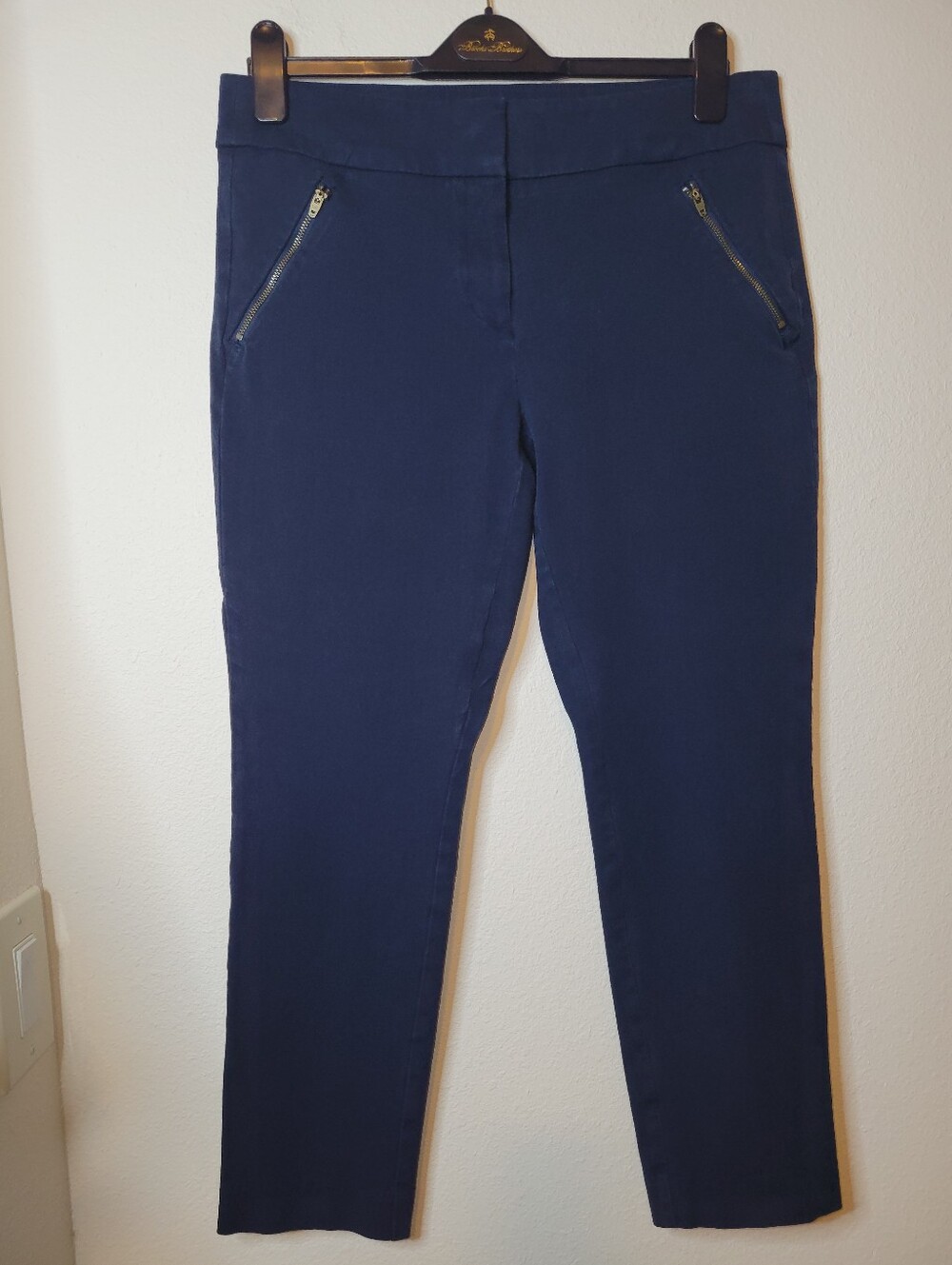 LOFT Modern Skinny Ankle 25" Mid Rise Stretch Ankle Pants, Navy, 10, VGUC